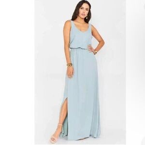NEW Show Me Your Mumu Kendall Maxi Dress Silver Sage Scoop Neck Cinched Waist M